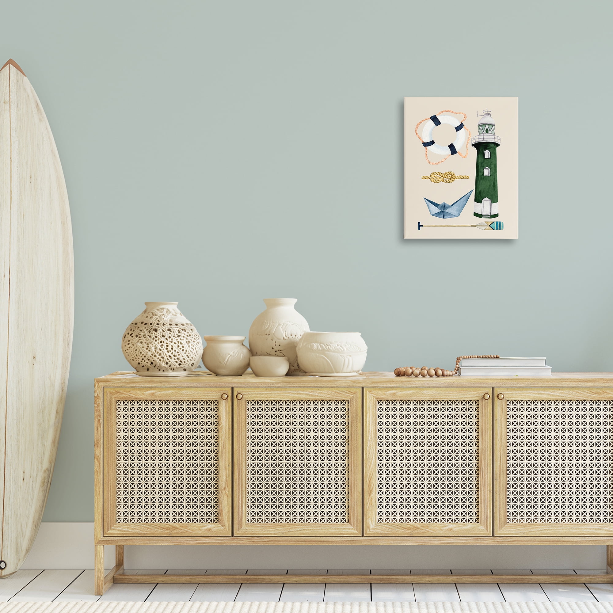 Stupell Industries Maritime Nautical Items Nautical & Beach Painting Wrapped Canvas Art Print Wall Art, 16 x 20