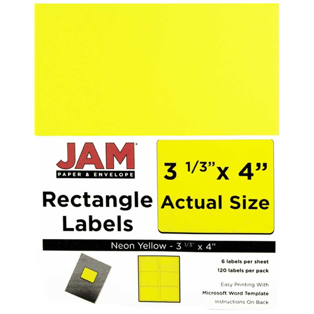 JAM Shipping Address Labels, 3 1/3 x 4, 120/Pack, Neon Yellow Walmart