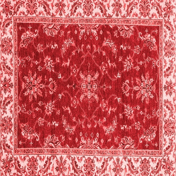 Ahgly Company Machine Washable Indoor Square Abstract Red Modern Area Rugs, 8' Square