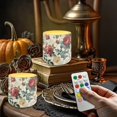 thumbnail image 2 of Kuiaobaty Flameless Votive Candles 4 Pcs LED Pillar Candle Tealights Long Lasting with Remote Timer for Indoor Outdoor Coastal Home Decoration Retro Leaf Rose Red Yellow Pattern, 2 of 7
