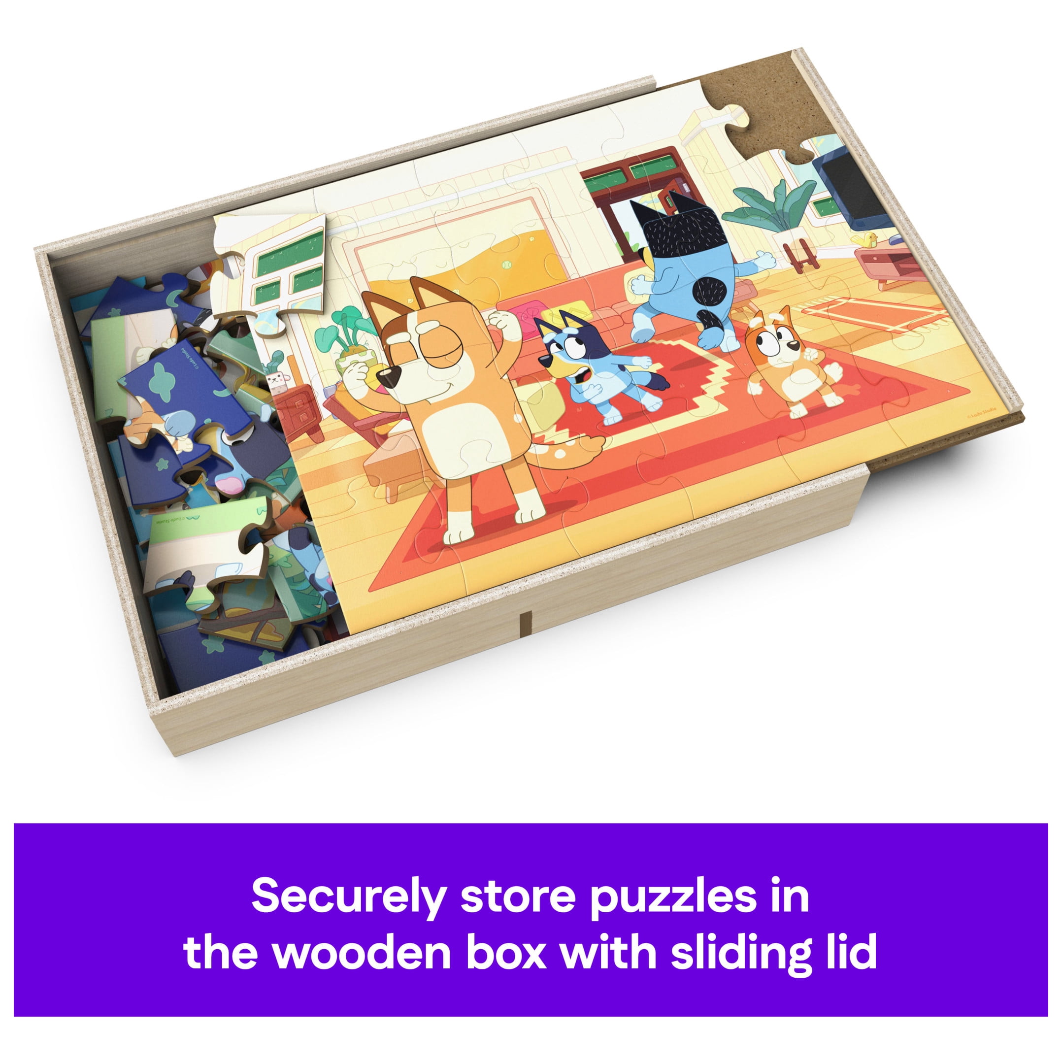 Spin Master Games, 6-Pack Of Bluey Wood Jigsaw Puzzles for Kids Ages 3 and up