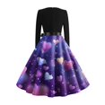 thumbnail image 4 of Fgvctg Valentine'S Day Womens Dresses Fit Long Sleeve Vintage Dress Cocktail Formal 1950S Dress Romantic Cute Heart Graphic Date Night Outfit Crewneck Clothes Pink L, 4 of 4