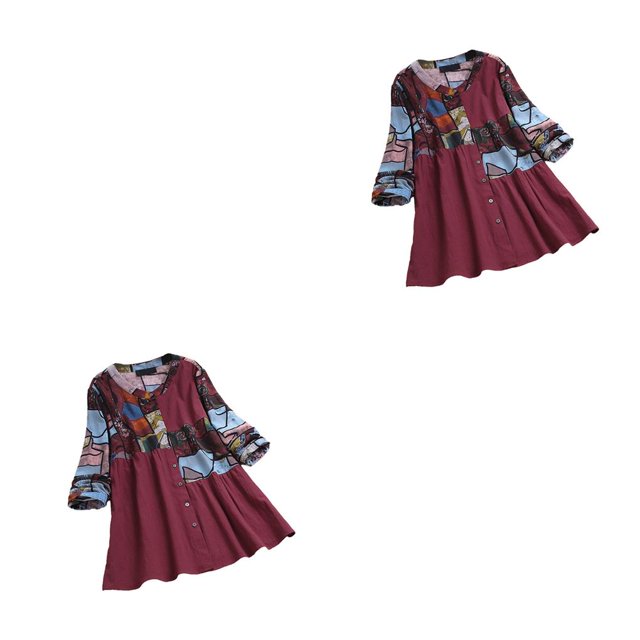 Jumpingount Blusa con botones de manga larga transpirable de moda de gran tamaño para diario Type4 NO4