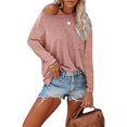 thumbnail image 2 of TEMOFON Fall Tops for Womens Long Sleeve T Shirts Casual Comfy Tops Trendy T-Shirts with Pocket Side Slits Crew Neck Women Pullover Sweatshirts, 2 of 4