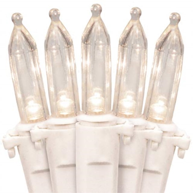 612 vermont 100 white led christmas lights on a white wire cord, ul approved for indoor and