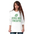 thumbnail image 3 of Kiss Me I'm Cute Saint Patricks Day Women's Long Sleeve T Shirt Brisco Brands X, 3 of 6