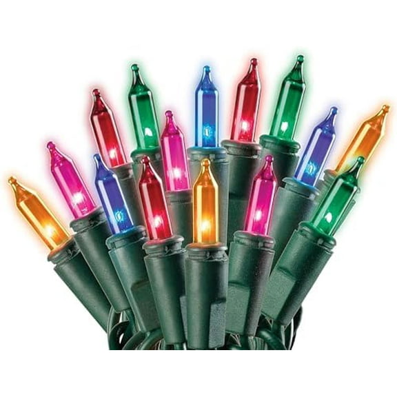 Holiday Pride 100-Count Multicolor Christmas Lights (22.5ft Green Wire): Waterproof, UL Listed, Indoor/Outdoor, Static/Blinking Modes.