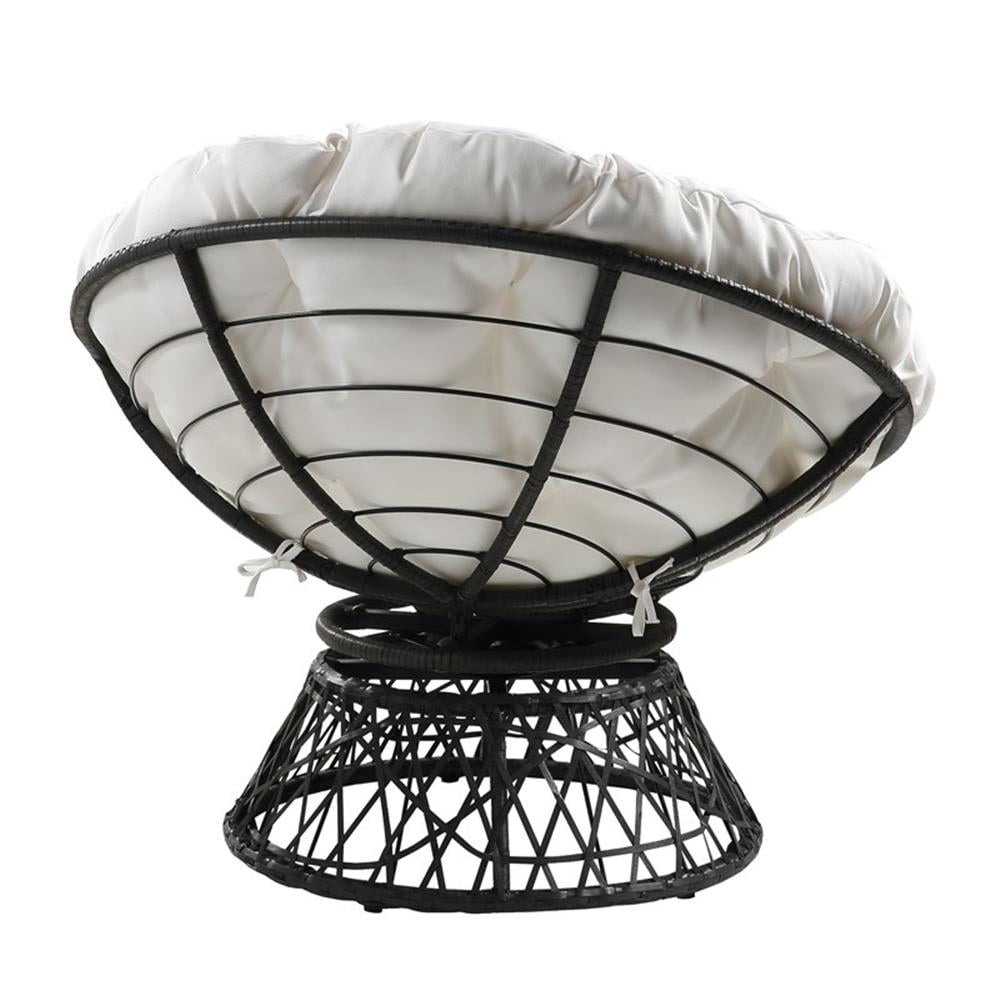 OSP Home Furnishings Papasan Chair with White cushion and Black Frame