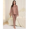 thumbnail image 6 of Aiyino Women's Soft Plaid Pajamas Long-Sleeve Button Front Shirt and Pant Pajama Set with Pockets, 6 of 6