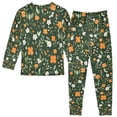 thumbnail image 2 of FORMRS Long Sleeve Top and Pants Pajama Set for Niños 2-Piece Sleepwear, Sizes 18M-8Y, Orange Flowers, 2 of 6