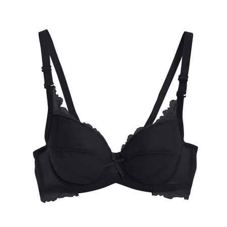 Lovzfmll Daily Wear Bras for Women  Women s Bralette Wireless Padded Bra Top Sexy Lace Patchwork Bra With Breathable and Sagging Lightweight Underwear Everyday Basic Bras Black 42/95