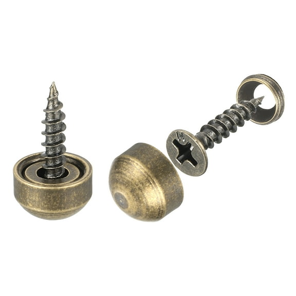Uxcell 12Pack Brass Decorative Screws with Caps, 9mm Mirror Screws Cover, Bronze