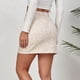 thumbnail image 5 of Falda lápiz de gamuza con estampado de leopardo Falda lápiz corta ajustada con cremallera de cintura alta para citas Beige S, 5 of 8