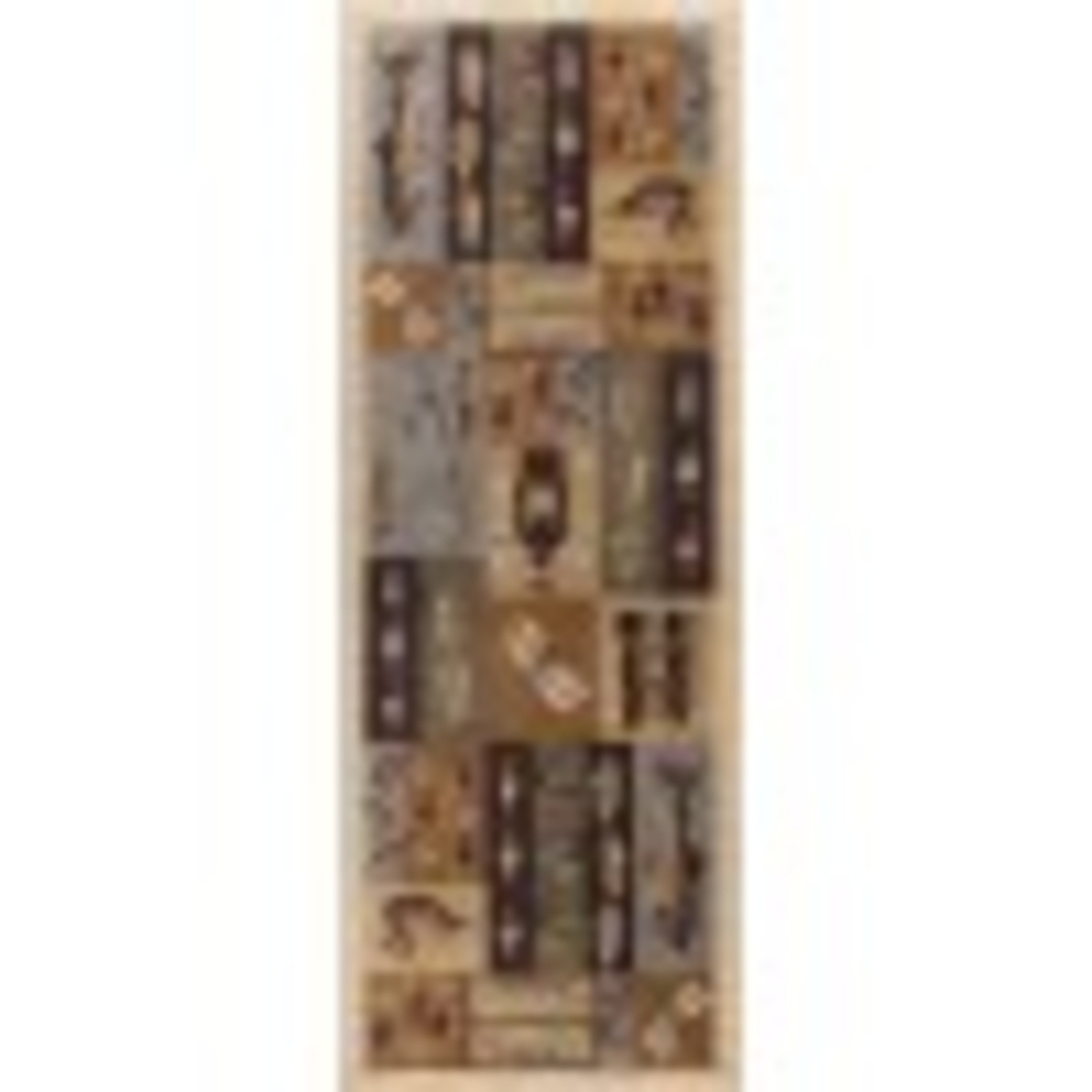 Novelty 3x8 Area Rug (2'7'' x 7'3'') Lodge Beige, Green Indoor Runner Easy to Clean