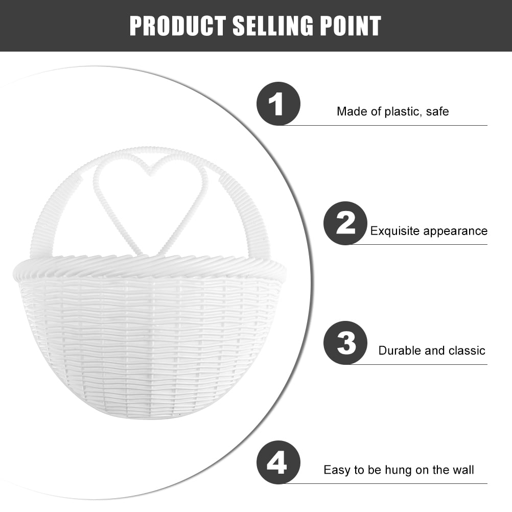 unbranded 8 pcs Hanging Rattan Flower Basket Wicker Hanging Planter Pot For Plants Basket Pot Floral Containers White