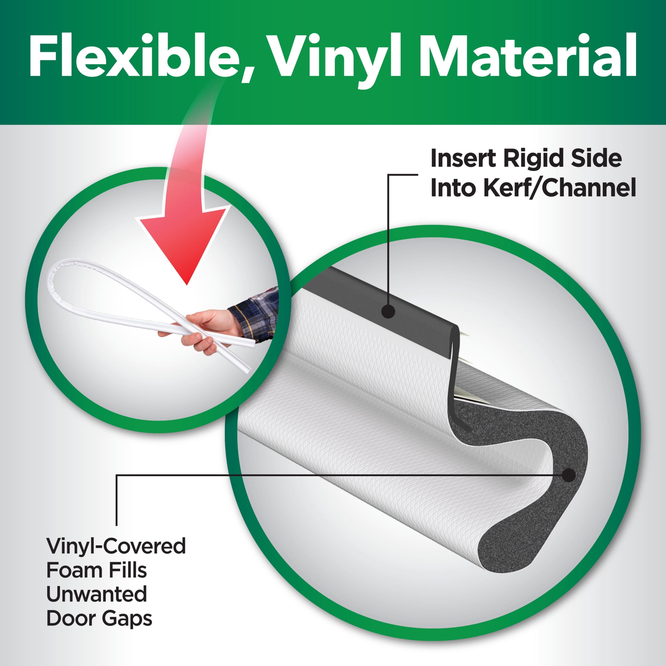 (3 pack) Duck Brand, White Vinyl Clad Door Seal, Four 40.5 Inch And One 36 Inch Strips, Seals 1 Door, Easy Installation