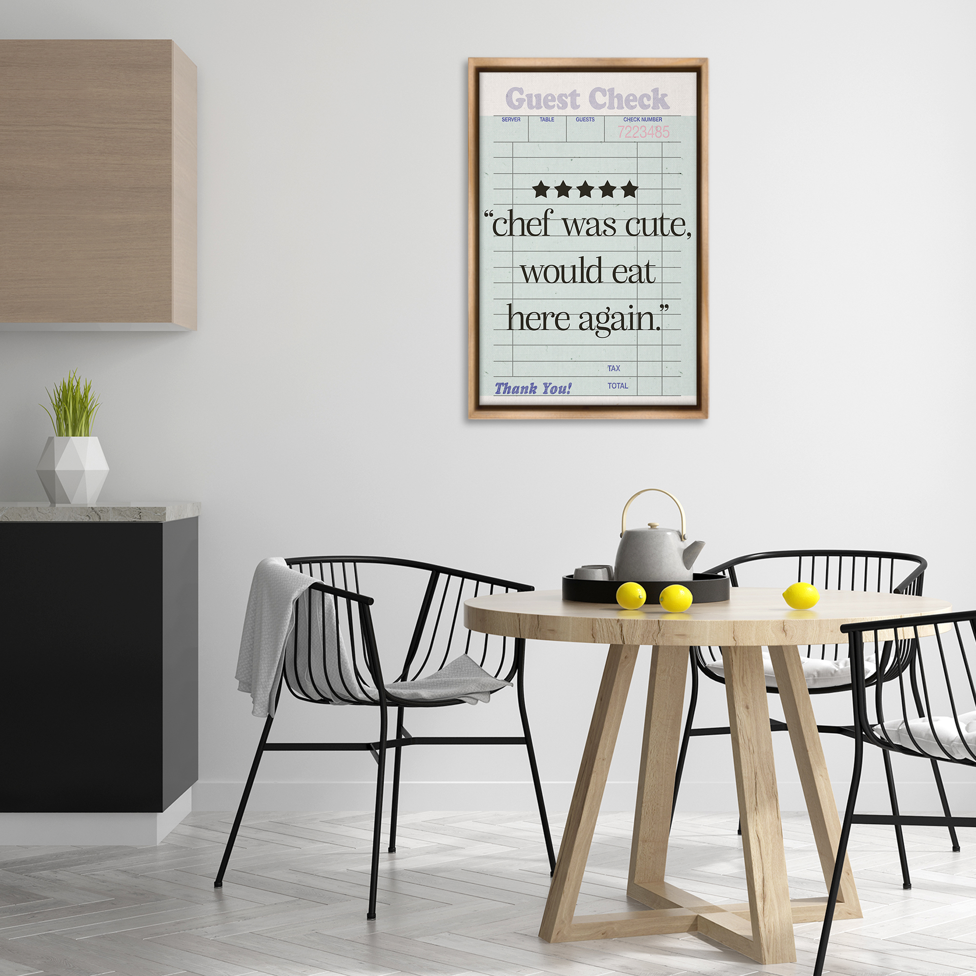 Stupell Industries Cute Chef Guest Check Typography Painting Brown Floater Framed Art Print Wall Art, 21 x 31