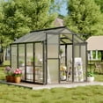 thumbnail image 3 of 6x8 FT Greenhouse for Outdoors,Polycarbonate Greenhouse with Quick Setup Structure and Roof Vent,Aluminum Greenhouses Heavy Duty,Large Walk-in Greenhouse for Winter Garden,Backyard,Patio,Lawn, 3 of 7
