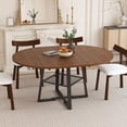 thumbnail image 2 of 59" Extendable Round Dining Table for 4-8, Legahome Modern Kitchen Table with Storage Shelf, Dining Room Table with 1.2" Thick Tabletop & Sturdy Metal Base, Perfect for Small Space, Walnut, 2 of 12