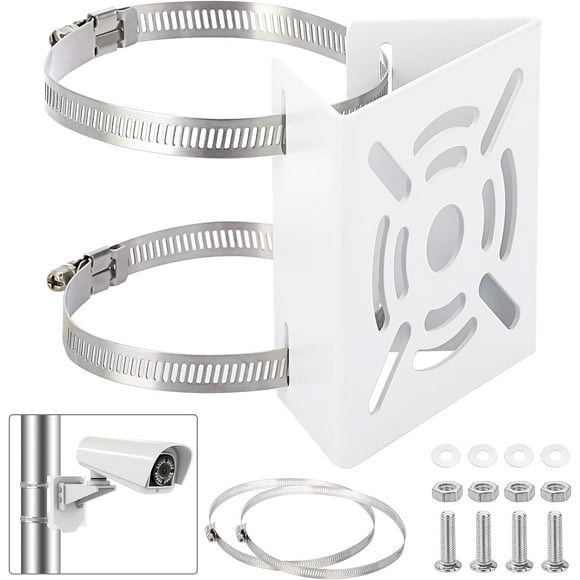 Sturdy Camera Mounting Bracket for Pole Universal Pole Mount Bracket for Security Camera Camera Pole Mount Bracket CCTV Stainless Steel Pole Mount Adapter Bracket with Ring