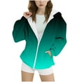 thumbnail image 2 of Girls' Active Pullover New Teen Girls Zip up Hoodies Fleece Lined Thermal Jacket Casual Long Sleeve Hooded Sweatshirts Fall Gradient Coat Army Green 12-13 Years, 2 of 4
