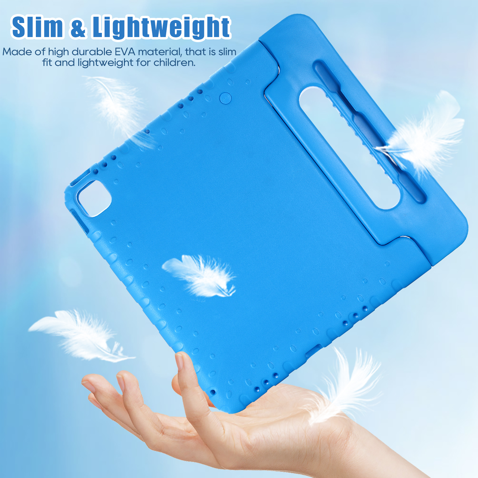 Allytechgroup Kids Case for Apple iPad Air 13 Inch 2025/2024/ iPad Pro 13" 2024, Silicone EVA Lightweight Handle Design Stand Pencil Holder Case for Kids Girls Boys, Blue