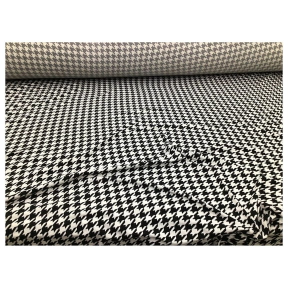 10 Yard Lot Double Brushed DTY Houndstooth Spandex Stretch Apparel Fabric Black White L210 10 Yard Lot (continuous)