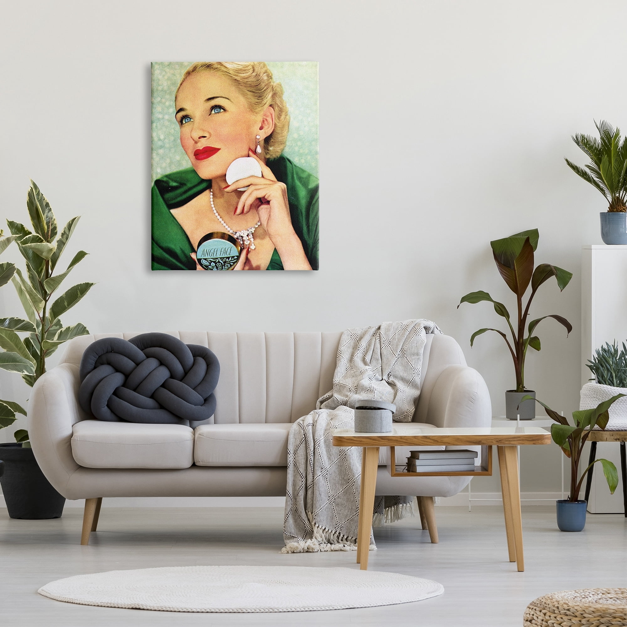 Stupell Industries Vintage Cosmetic Ad Woman Beauty & Fashion Painting Gallery Wrapped Canvas Print Wall Art
