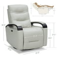 thumbnail image 3 of CHITA Power Swivel Glider Rocker Recliner Nursery Chair with USB for Living Room, Genuine Leather, White, 3 of 14
