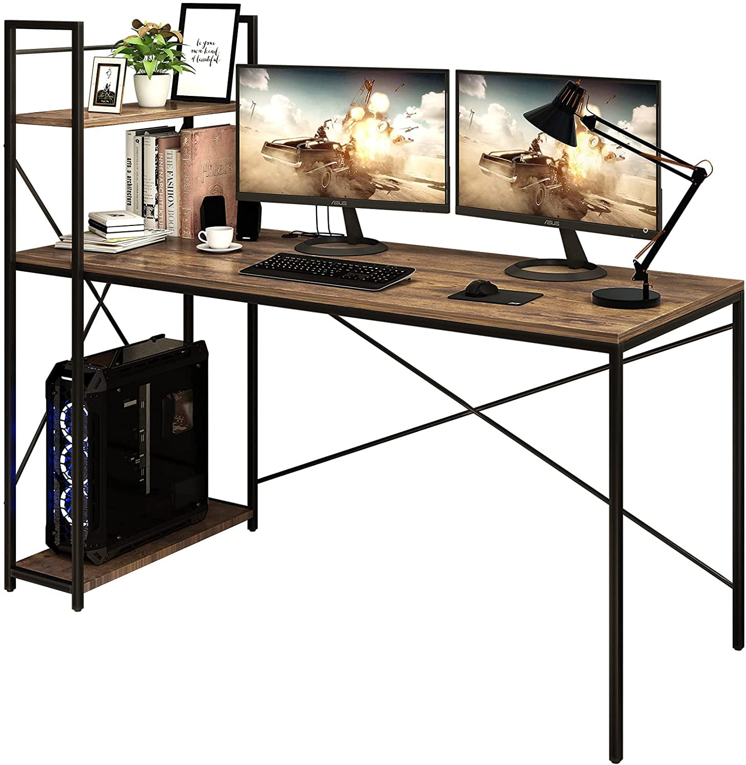 Buy Bonzy Home Computer Desk 48 with Storage Shelves Student Study