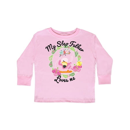 

Inktastic Baby Flamingo My Step Father Loves Me in Flower Wreath Gift Toddler Boy or Toddler Girl Long Sleeve T-Shirt