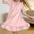 thumbnail image 4 of SGFCWSX Girls Casual Dress Short Sleeve Satin Bow Ruffle Hem Loose Fit Summer Dress Pink Size 12-13 Years, 4 of 9