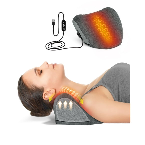 BETOVIN Heated Neck Stretcher for Pain Relief - Neck and Shoulder Relaxer Graphene Heated Cervical Traction Device Neck Pillow Corrector Chiropractic for TMJ Pain Relief
