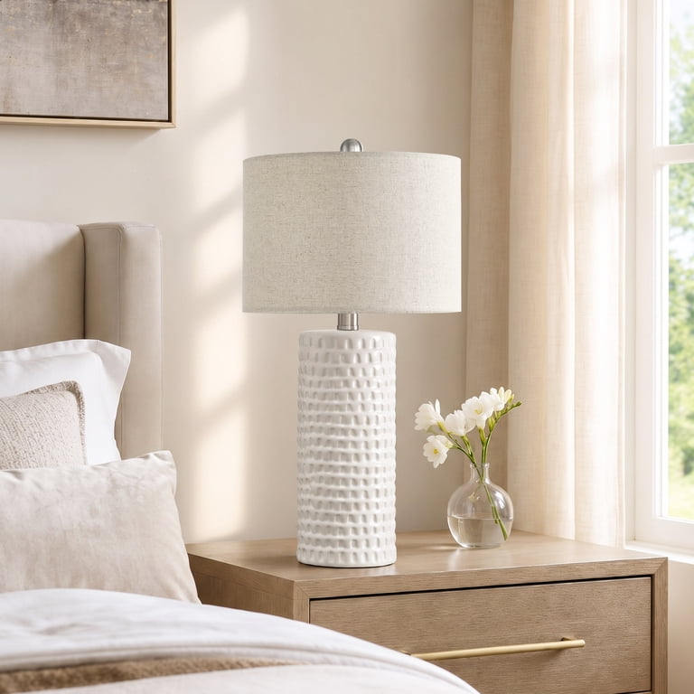Oneach 24.5 in White Ceramic Table Lamps Set of 2 photo 7