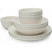 Dishes Melamine Dinnerware Sets, 12 Piece Kitchen Plates and Bowls Dinnerware Sets, Lightweight, BPA free Melamine Dishes for Girls, Valentine's Day, Mother's Day.