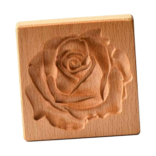 Cortador de galletas con forma de rosa y flor en 3D, de madera, para repostería y cocina.