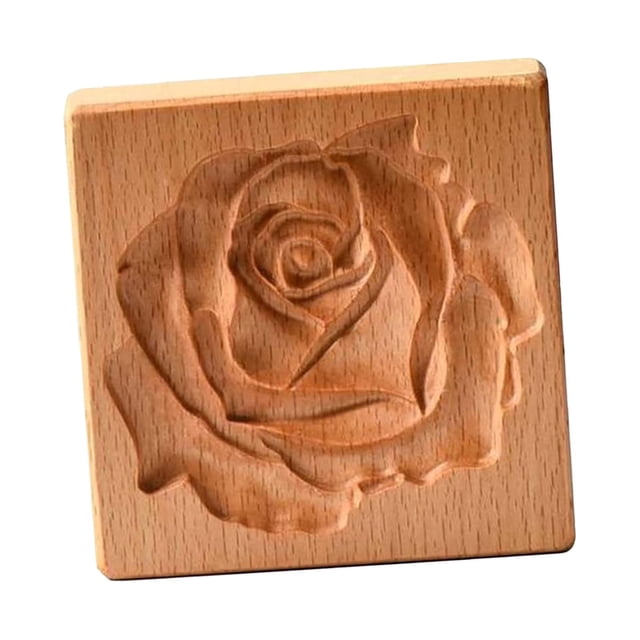 Cortador de galletas de mantequilla de madera tallado a mano, novedoso, para hornear pasteles, accesorios de cocina Rosa