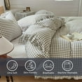 thumbnail image 2 of Tan Gingham Ruffle Duvet Cover Queen Size, 3 Pieces Taupe Soft Pre-Washed Microfiber Checked Plaid Comforter Cover Set, Vintage Farmhouse Bedding Set(Tan Gingham, Queen 90"x90"), 2 of 9