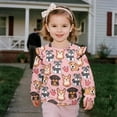 thumbnail image 3 of Yuyamidu Puppy Sweatshirt for Toddler Girls 3T 4T Pink Crewneck Ruffle Shoulder Long Sleeve Top Cute Animal Graphic Sweatshirt Y2K Casual Outfits Soft Lightweight Outdoor Play Clothes, 3 of 8