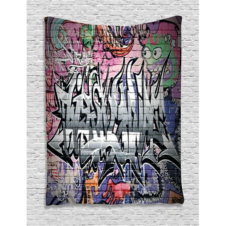 Brick Wall Tapestry Graffiti Grunge Art Wall Several Creepy