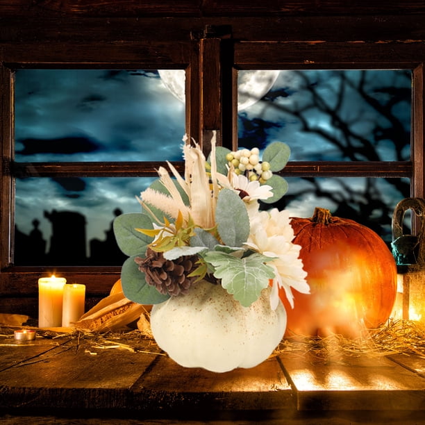 Flores Artificiales de Calabaza de Halloween, Decoración de Mesa, Girasoles, Mini Calabazas para Decorar La Mesa.