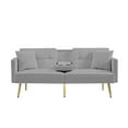 thumbnail image 3 of Twin Futon Sleeper Sofa,Velvet Upholstery Convertible Sofa Bed with Gold Metal Legs Adjusting Backrest Futon for Small Spaces, 3 of 6