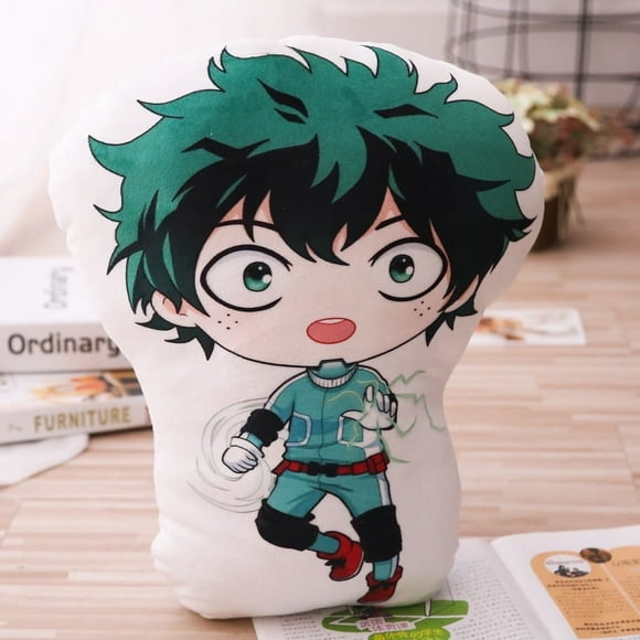 Cute My Hero Academia Izuku Midoriya 17.7" Plush Doll Decorative Throw Pillows Lumbar Cartoon Plush Toys Cute Fluffy Plush Toy Anime Stuffed Toy Plush for Beds Manga Fans C