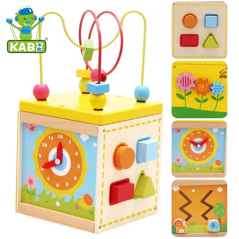 Entesi Early Learning Centre Mini Wooden Activity Cube Fine Motor Skills Hand Eye Coordination Problem Solving Toys For Ages 18 36 Months