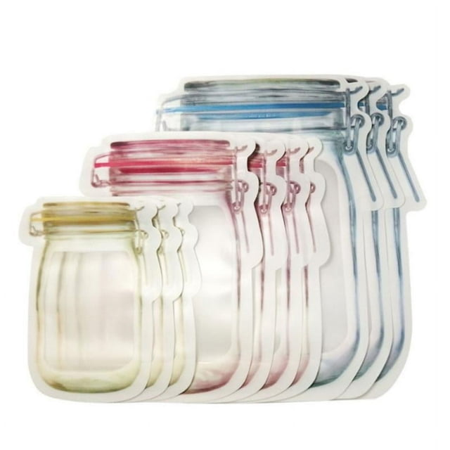 PENGXIANG 100 Pcs Sacs Réutilisables pour Bocaux Mason, Sacs de Rangement pour Aliments Frais, Pochettes à Fermeture Éclair pour Collations, Organisateur de Pique-Nique pour Sandwichs, Sacs Frais pour Enfants (Jaune)
