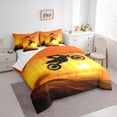 thumbnail image 2 of Castle Fairy Silhouette Style Motocross Rider Bedding Comforter Set 7-Piece for Teens, Sunset Desert Art King Bedding Sets for Bedroom, Warm Orange, 2 of 7