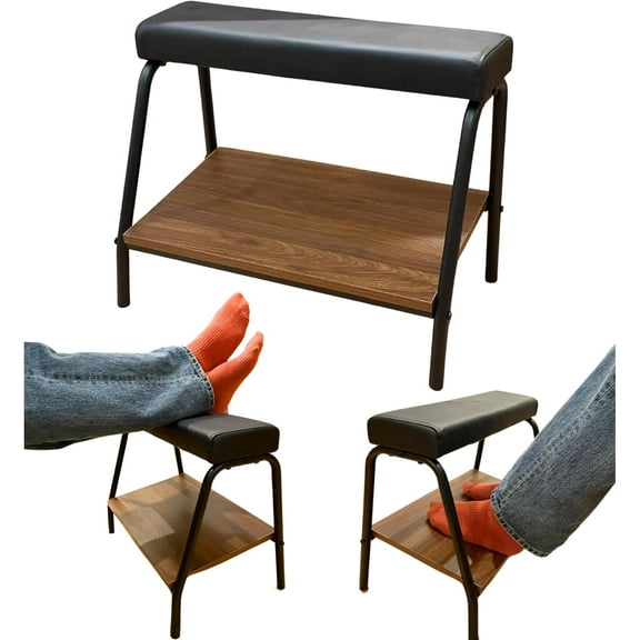 Double Step Footrest Under Desk Versatile Foot Stool Ottoman for Comfortable Desk Work Office Life (Black)