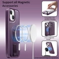 thumbnail image 6 of ELEHOLD Leather Case For iPhone 15 Plus 2-in-1 Shockproof Cover, With Magnetic Detachable Flip Card Holder Wallet, Kickstand & Wristband, MagSafe Compatible, Purple, 6 of 15