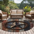 thumbnail image 4 of Western Texas Star Retro Round Area Rug 5Ft Washable Circle Rugs for Living Room Bedroom, Country Farmhouse Brown Wooden Non-Slip Carpet Floor Mats Indoor Outdoor Carpet Runner Aesthetic Home Decor, 4 of 8