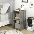 thumbnail image 2 of Costway 1 PCS 2-Cube Storage Shelf Slatted Paulownia Wood Cubic Organizer with Open Back Gray, 2 of 8
